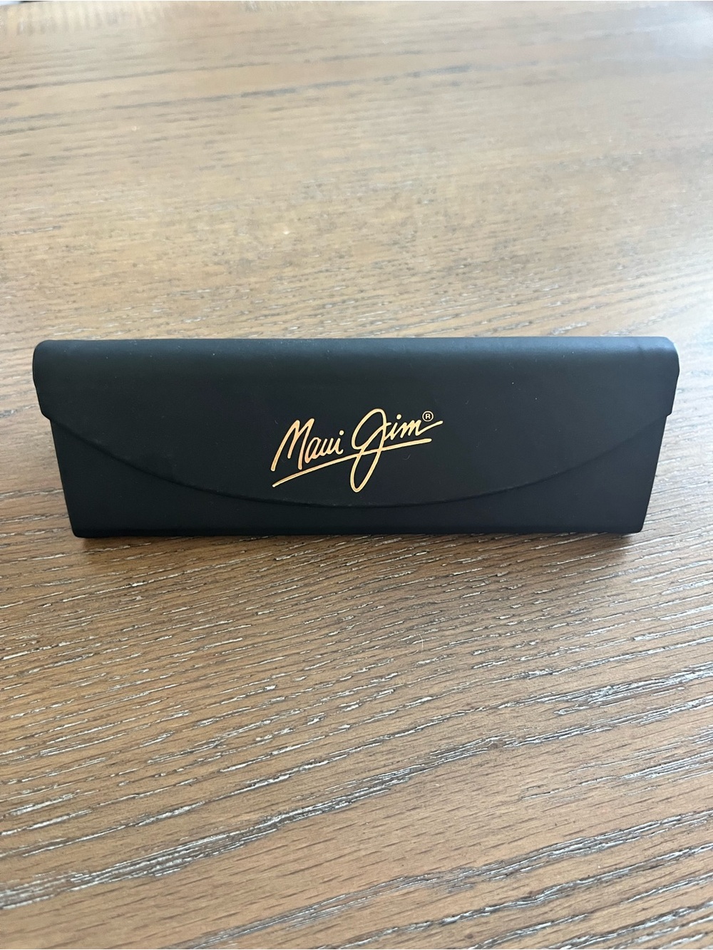 Maui Jim Trifold Black Sunglasses Case with Gold Script Logo